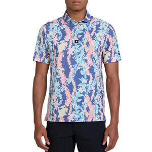 NWT $78 Bad Birdie Men’s Golf Polo Core Lei’d Floral Colorful Tropical Size S
